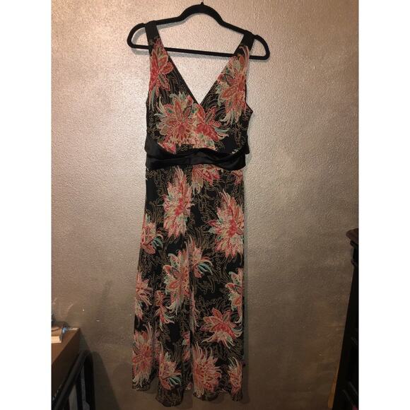 Evan Picone Boho Cottagecore Faux Wrap Empire Waist Surplice Cocktail Dress - Picture 1 of 10